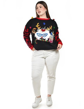 Suéter navideño Roman Fashion cuello redondo para mujer