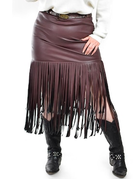 Falda midi Roman Fashion cintura alta