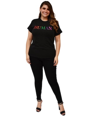 Playera manga corta Roman Fashion cuello redondo para mujer