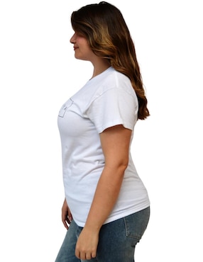 Playera manga corta Roman Fashion cuello redondo para mujer