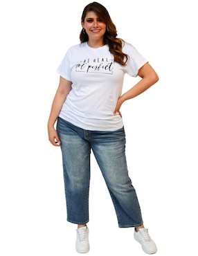 Playera manga corta Roman Fashion cuello redondo para mujer