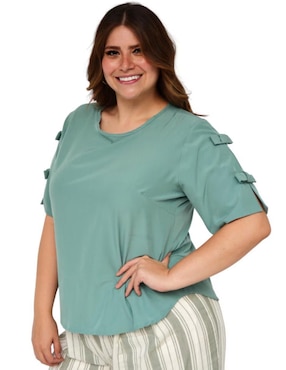 Blusa Roman Fashion manga corta para mujer