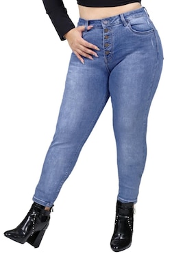 Jeans Skinny Kyrath J-KYR-1879-medio Lavado Deslavado Corte A La Cintura Para Mujer