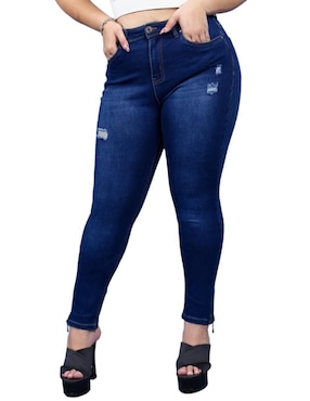 Jeans Skinny Doow J-DW-575-dark Lavado Obscuro Corte Cintura Para Mujer