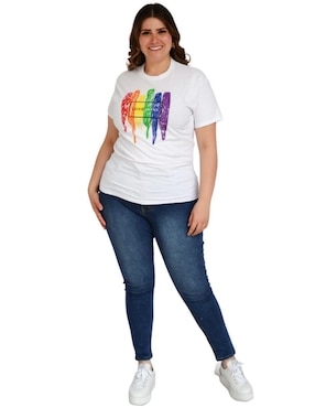 Playera manga corta Roman Fashion cuello redondo para mujer