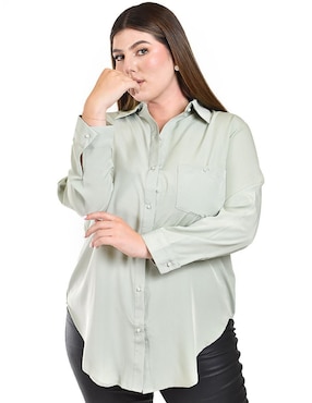 Blusa camisera Roman Fashion manga larga para mujer