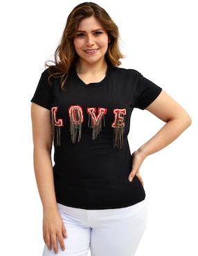 Playera Manga Corta Roman Fashion Cuello Redondo Para Mujer