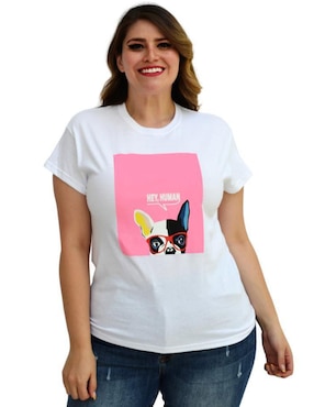 Playera Manga Corta Roman Fashion Cuello Redondo Para Mujer