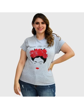 Playera Manga Corta Roman Fashion Cuello Redondo Para Mujer