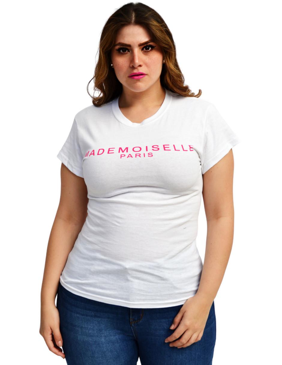Playera manga corta cuello redondo para mujer