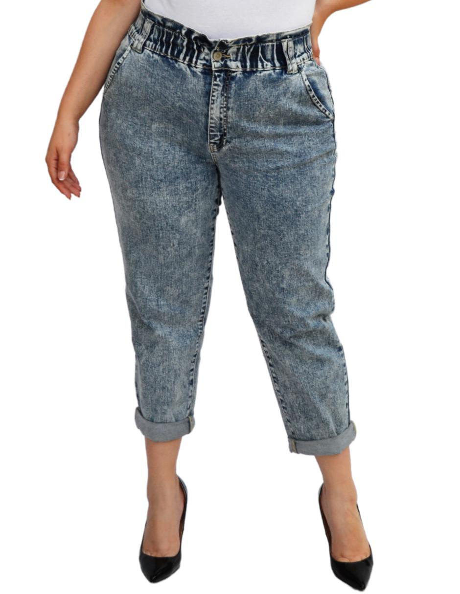 Jeans mom Balam lavado claro corte cintura alta para mujer |  