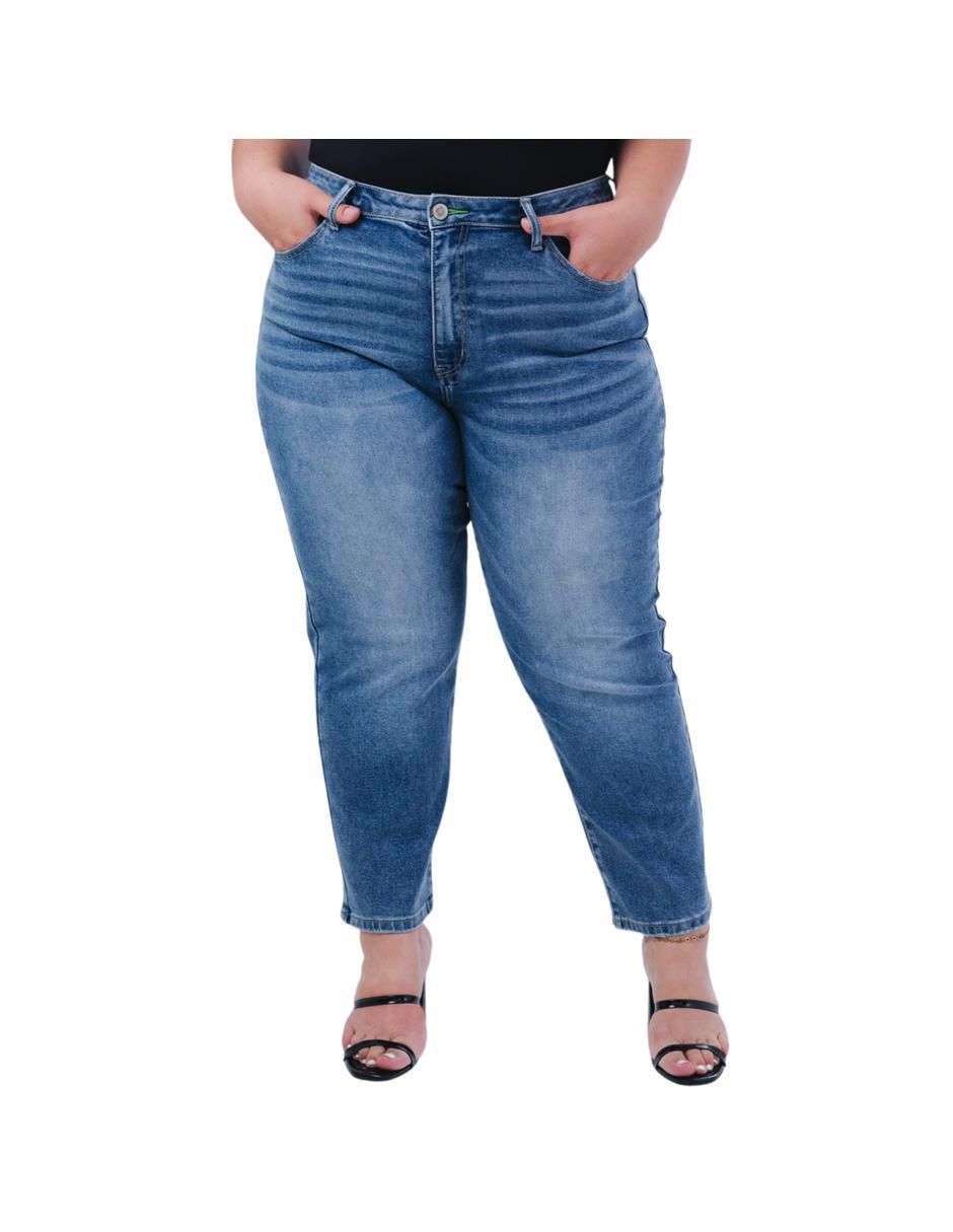 Jeans mom Balam deslavado corte cintura para mujer 