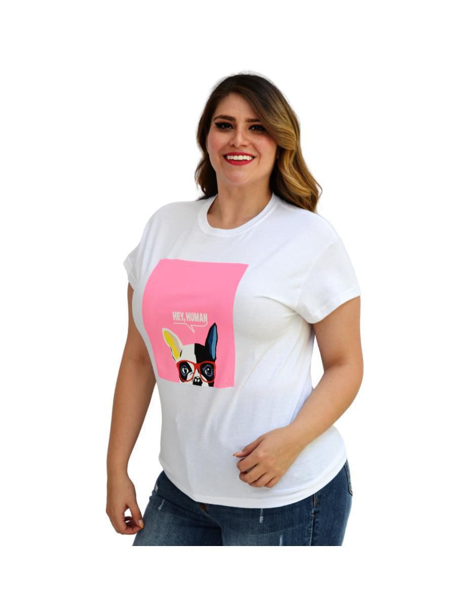 Playera manga corta cuello redondo para mujer