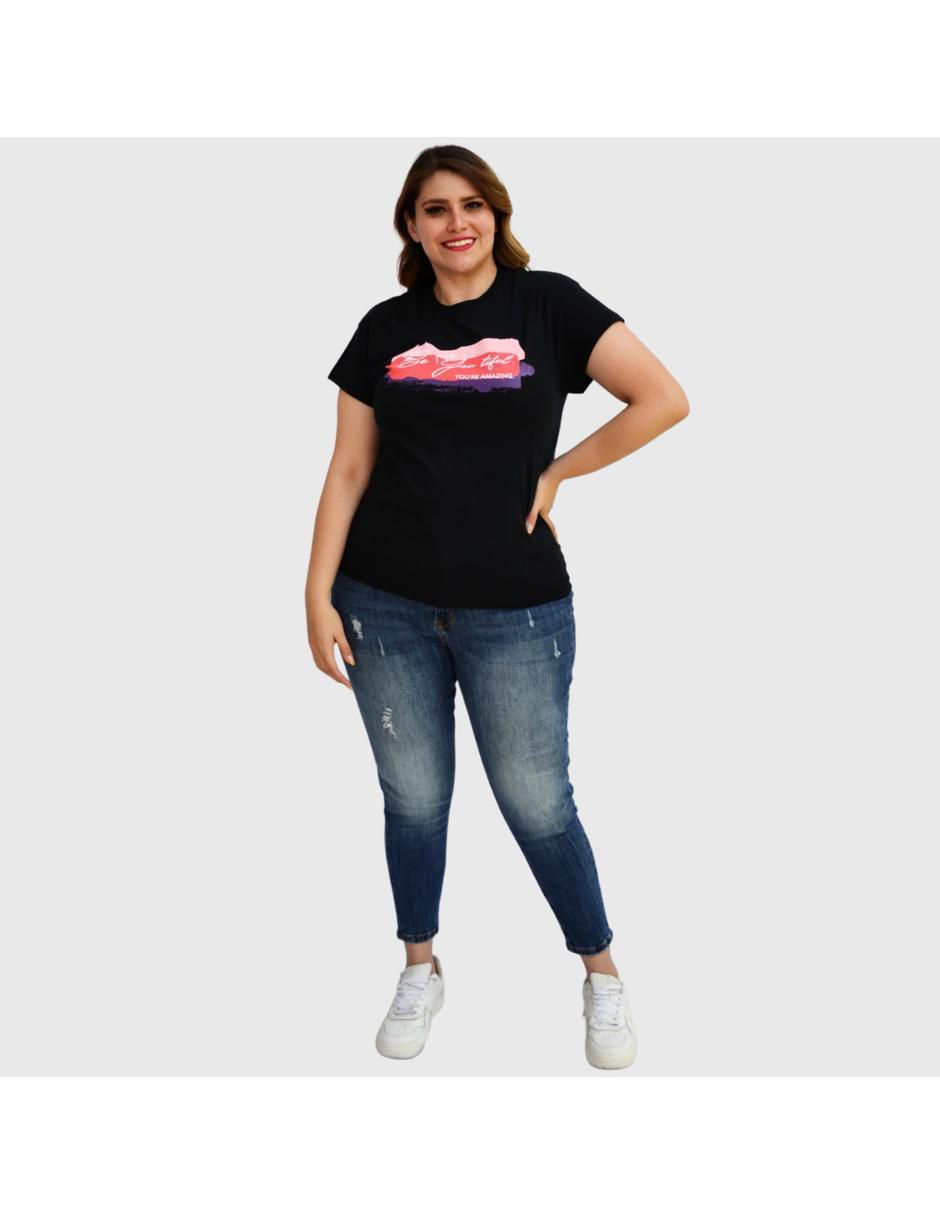 Playera manga corta cuello redondo para mujer 5