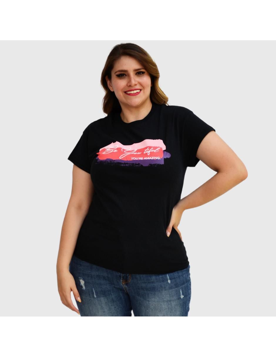 Playera manga corta cuello redondo para mujer
