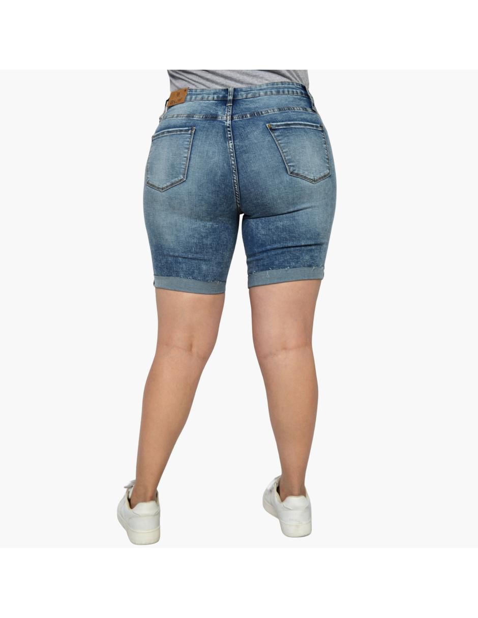 Plus Size Short De Mezclilla Bermuda Mezclilla Mujer Bermuda