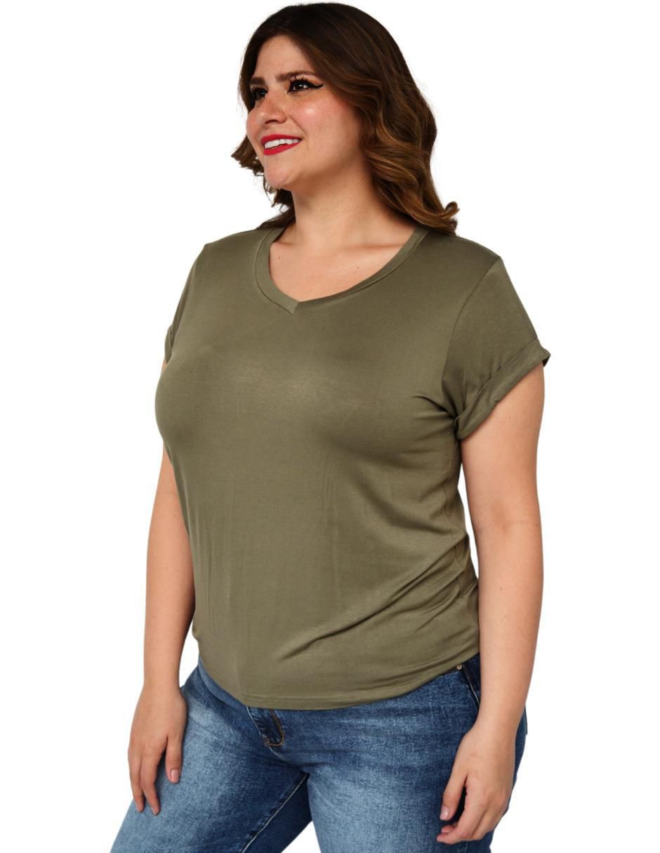 Playera manga corta cuello v para mujer 3