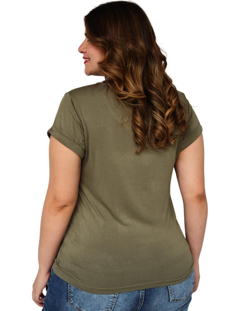Playera manga corta cuello v para mujer 4
