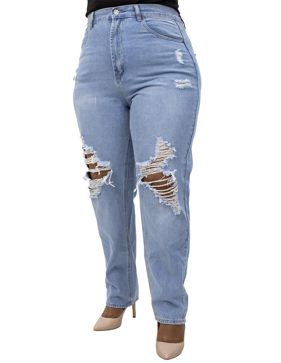 Jeans mom Locura destruido corte cintura alta mujer | Suburbia.com.mx