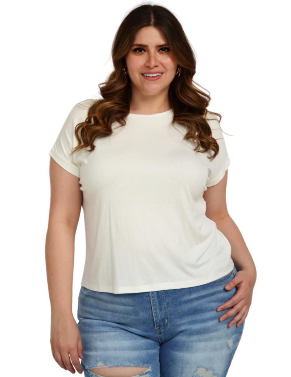 Playera manga corta cuello redondo para mujer