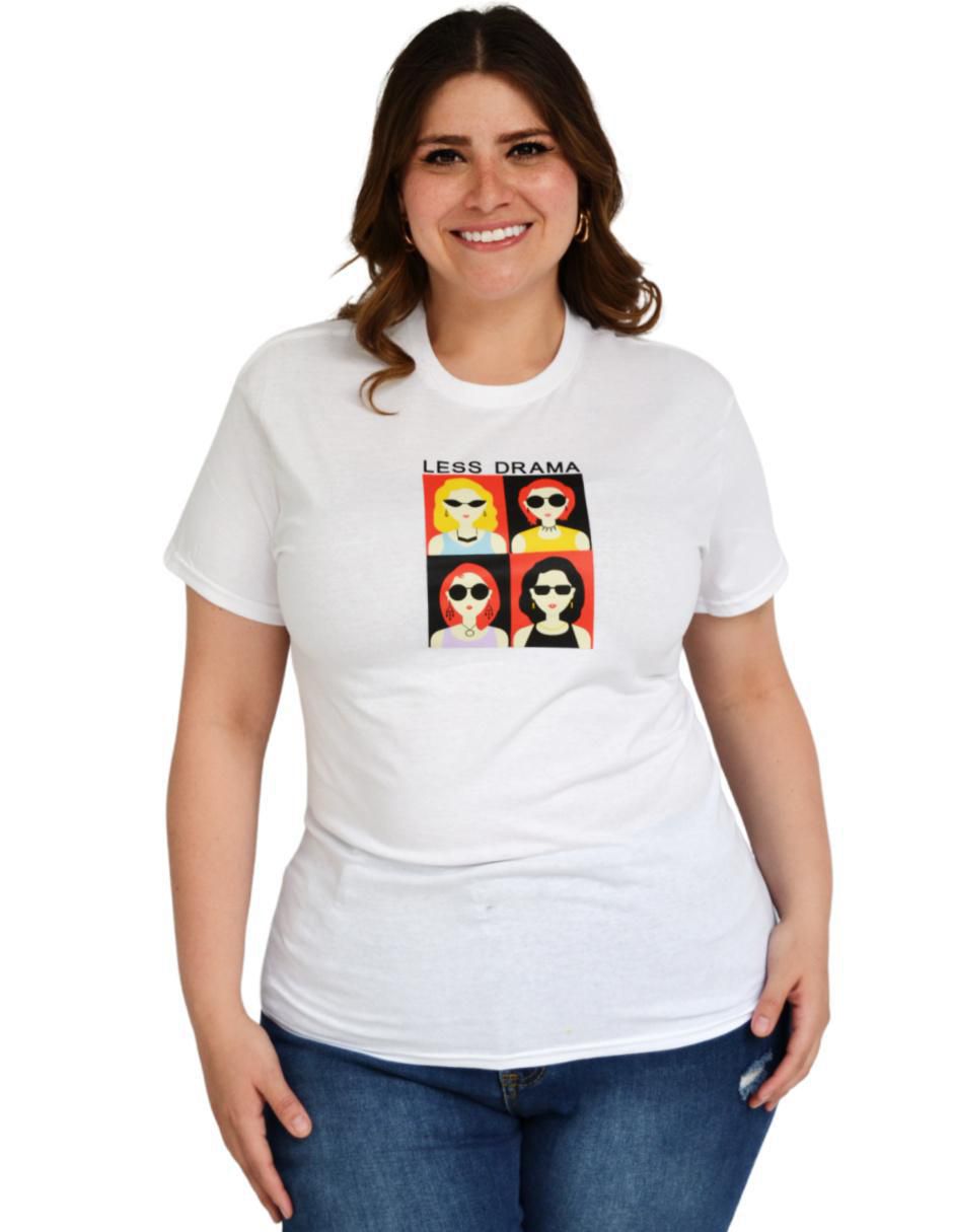 Playera manga corta cuello redondo para mujer