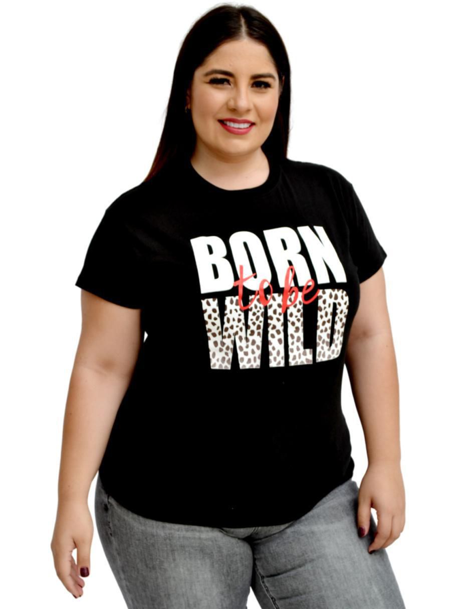 Playera manga corta cuello redondo para mujer