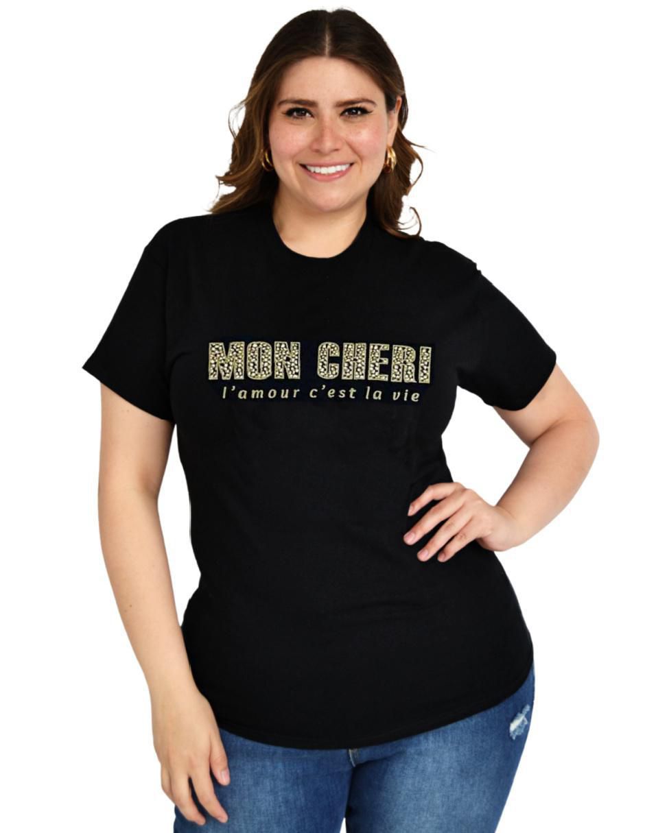 Playera manga corta cuello redondo para mujer