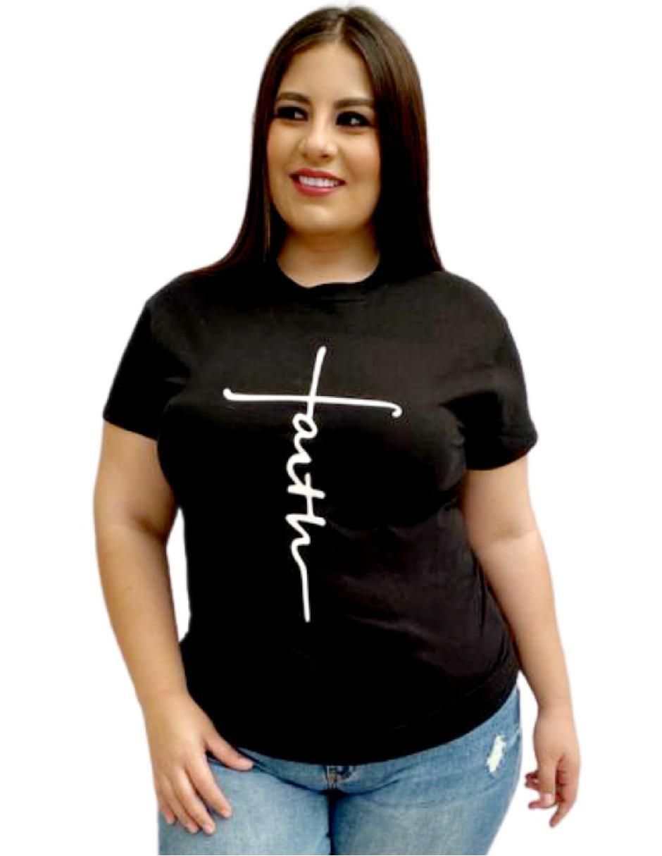 Playera manga corta cuello redondo para mujer