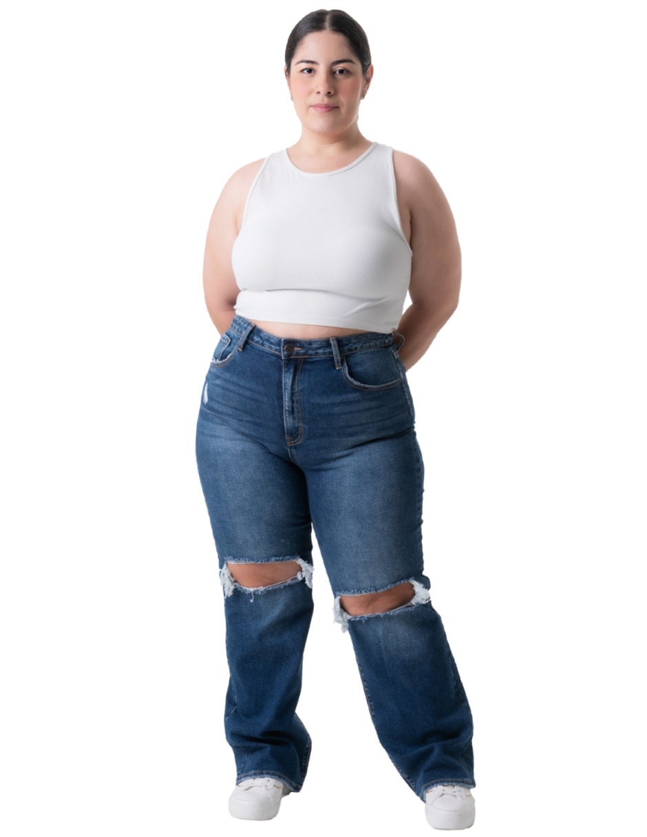 Jeans relaxed wide leg para mujer 4