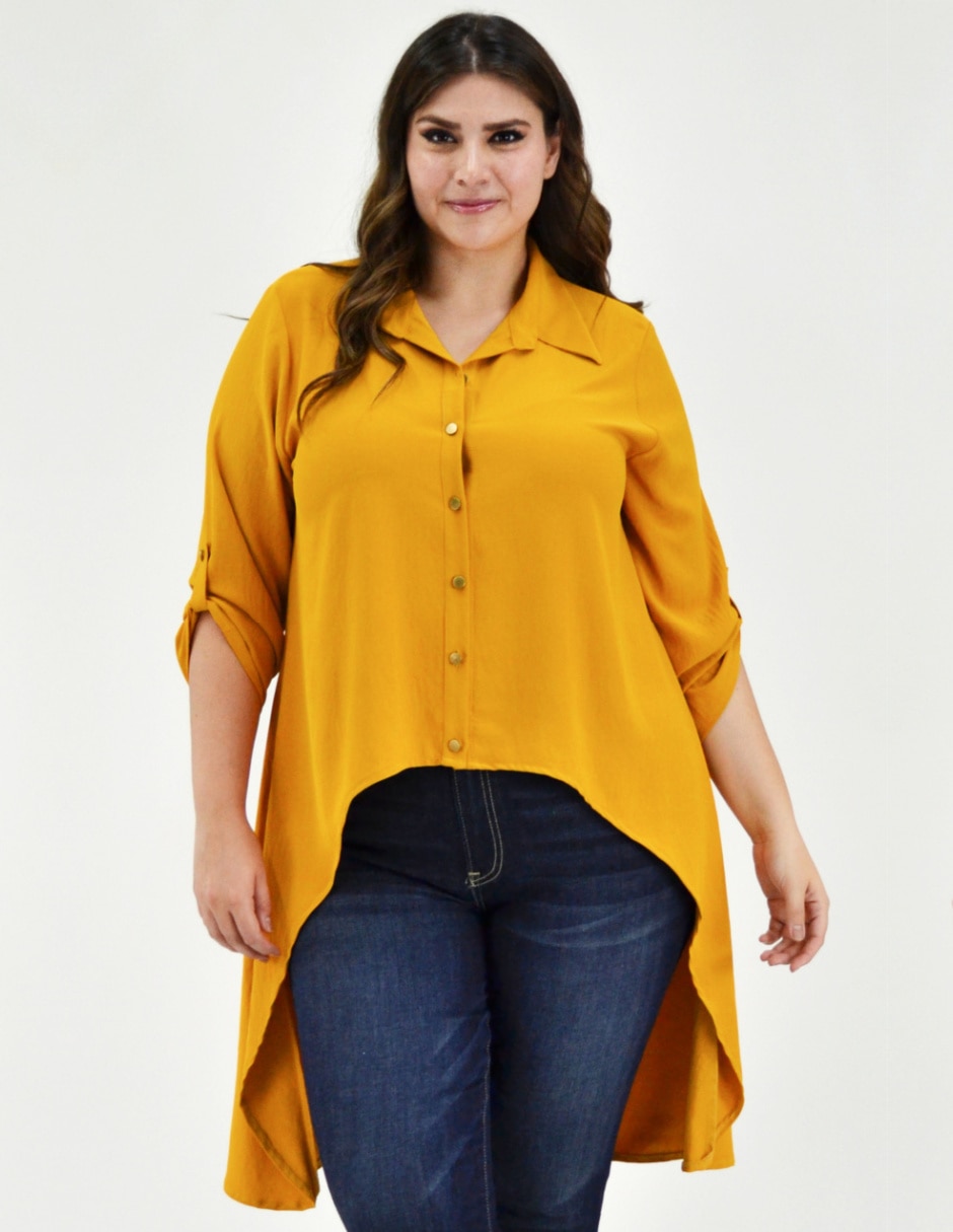 Blusa Color Mostaza Mujer Blusa Casual Blusas De Vestir Color