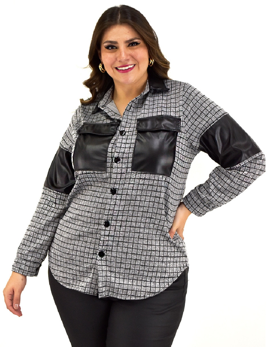 Blusa camisera manga larga para mujer