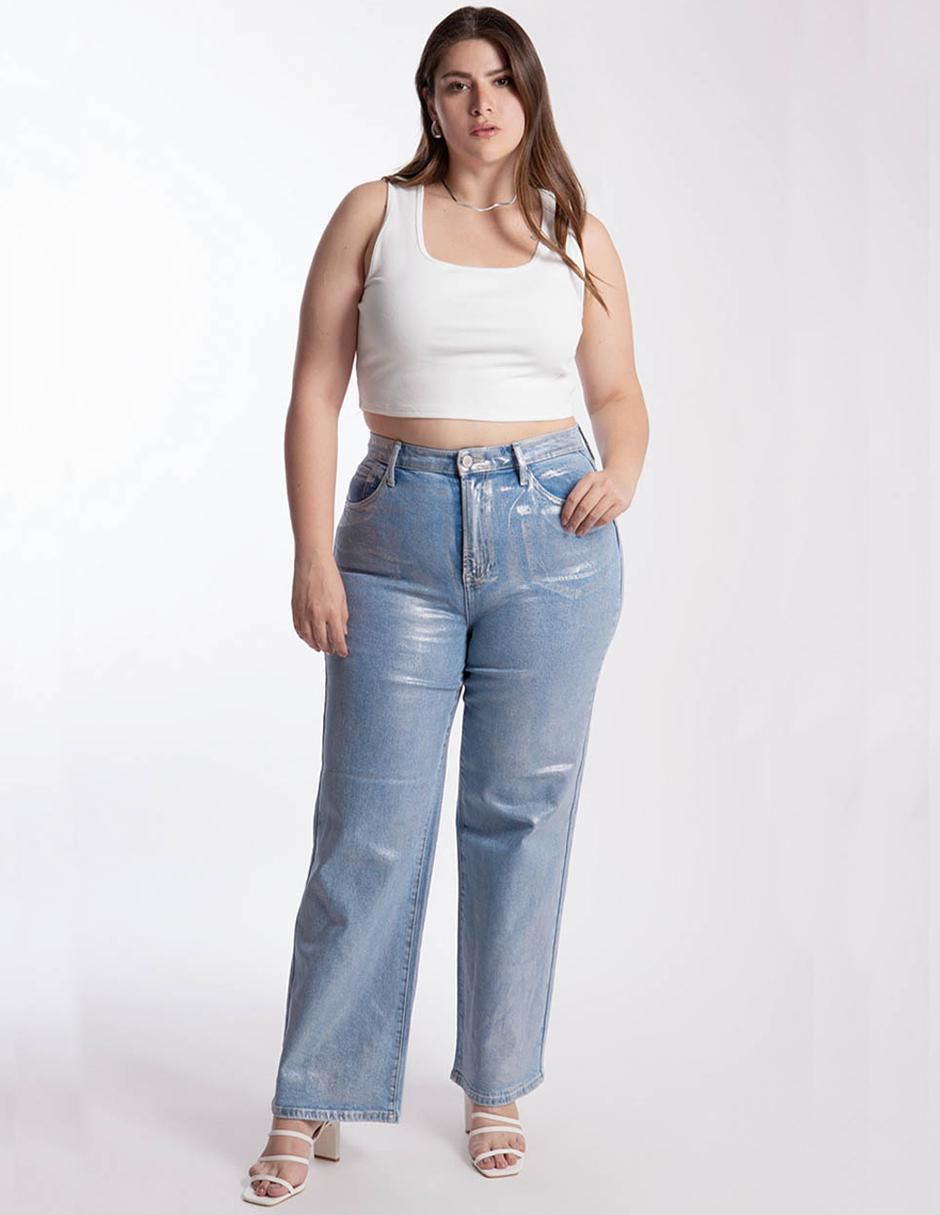 Jeans straight corte cintura para mujer 2