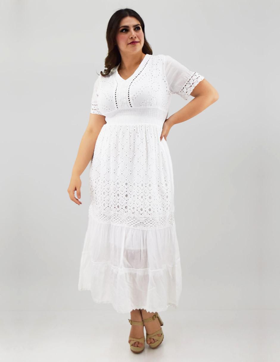 Vestido largo casual Roman Fashion escote v para mujer Talla 36 Blanco