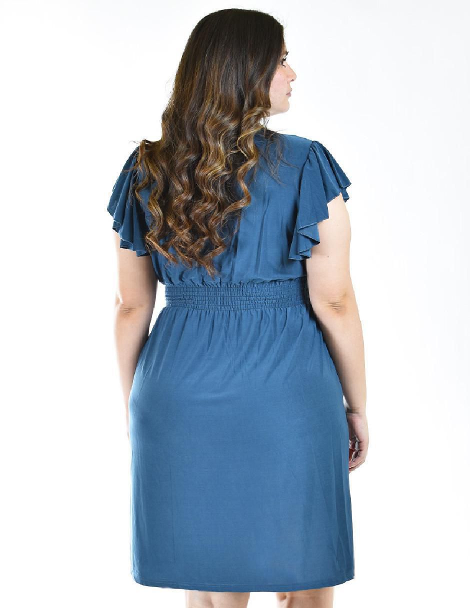 Vestido a la rodilla casual escote v para mujer 3