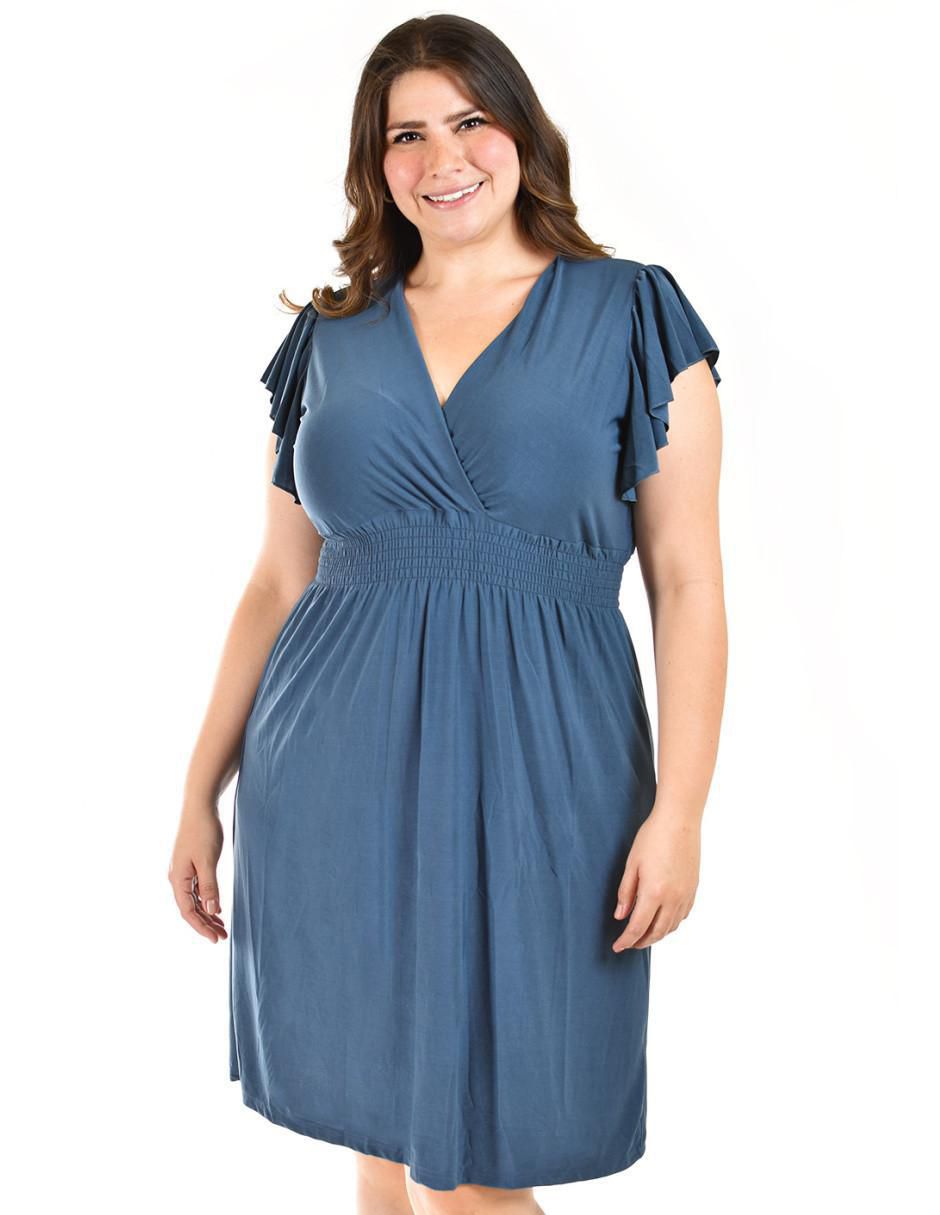 Vestido a la rodilla casual escote v para mujer 4