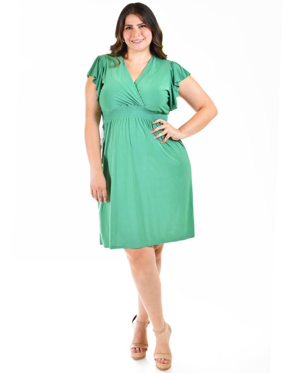 Vestido a la rodilla casual escote v para mujer 2