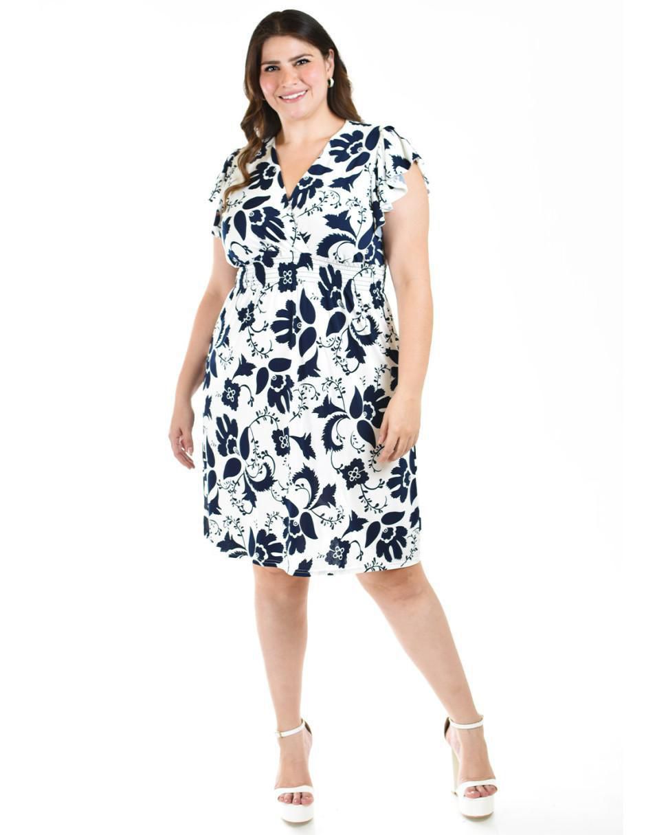 Vestido a la rodilla casual escote v para mujer