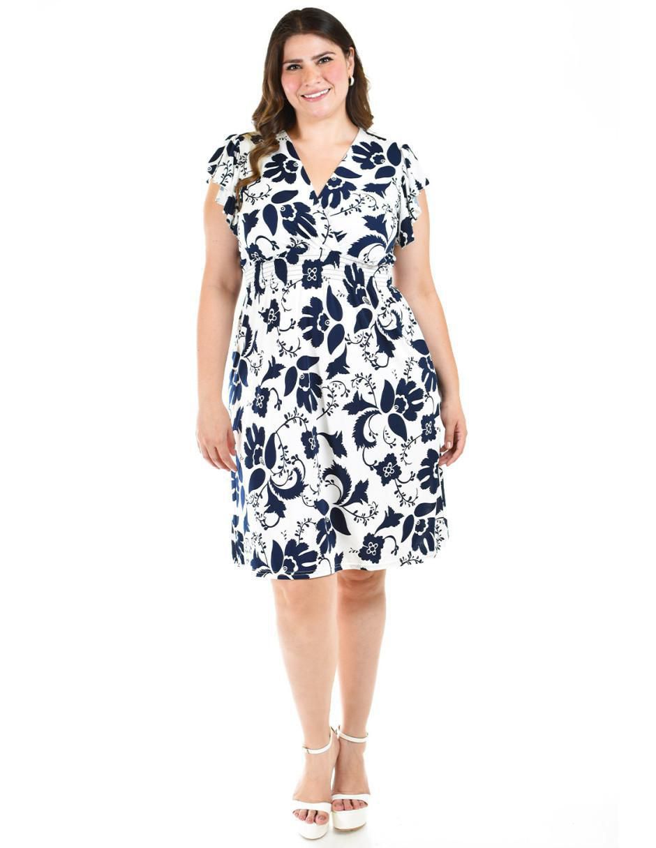 Vestido a la rodilla casual escote v para mujer