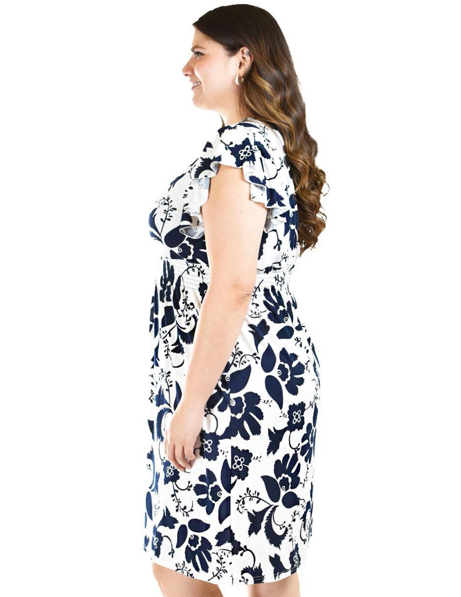 Vestido a la rodilla casual escote v para mujer 7