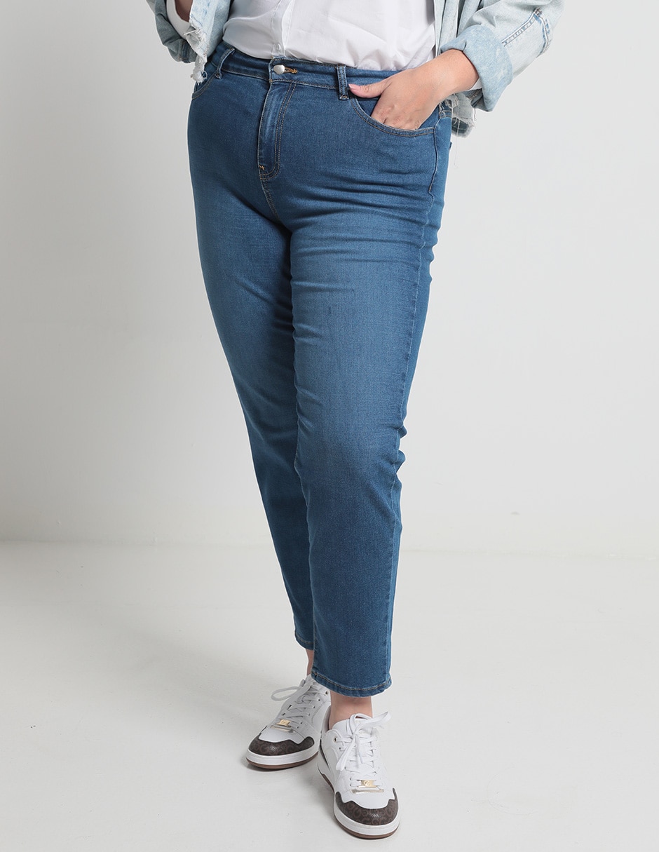 Jeans mom corte cintura para mujer 1