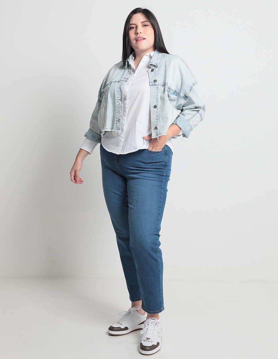 Jeans mom corte cintura para mujer 3