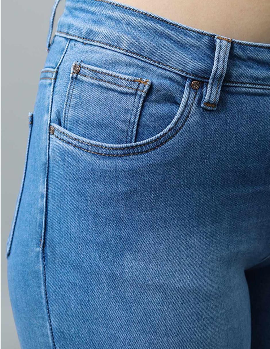 Jeans skinny corte media cintura para mujer