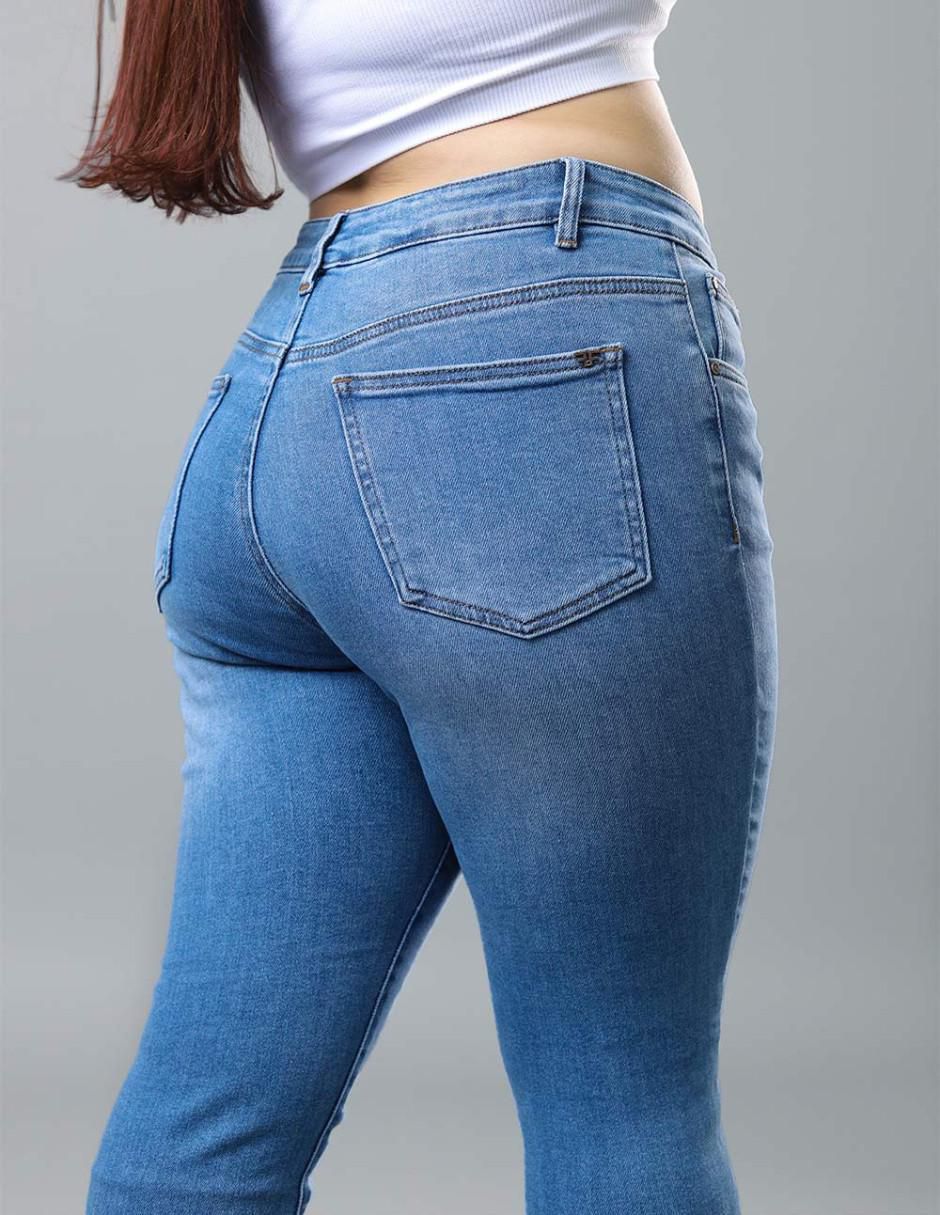 Jeans skinny corte media cintura para mujer