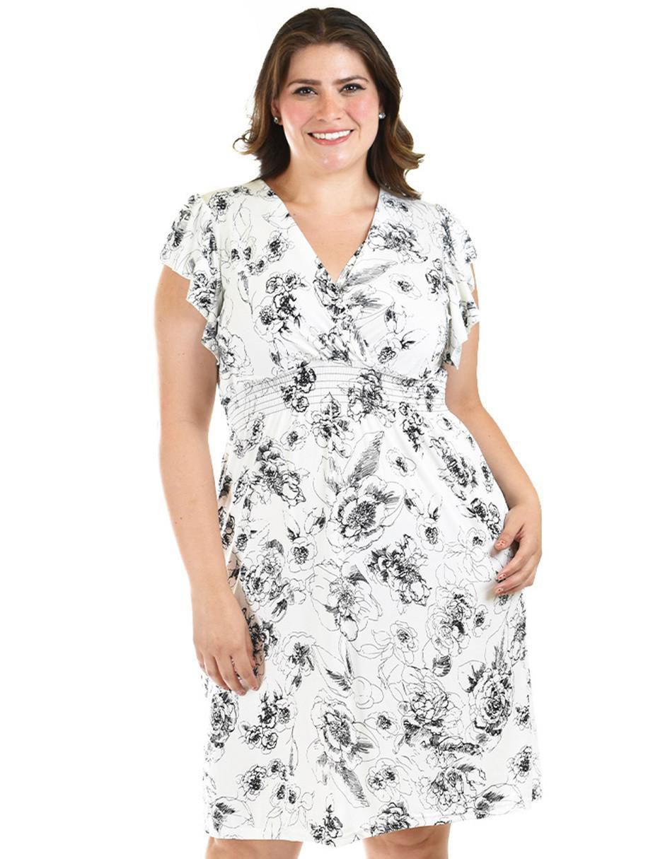 Vestido a la rodilla casual escote v para mujer