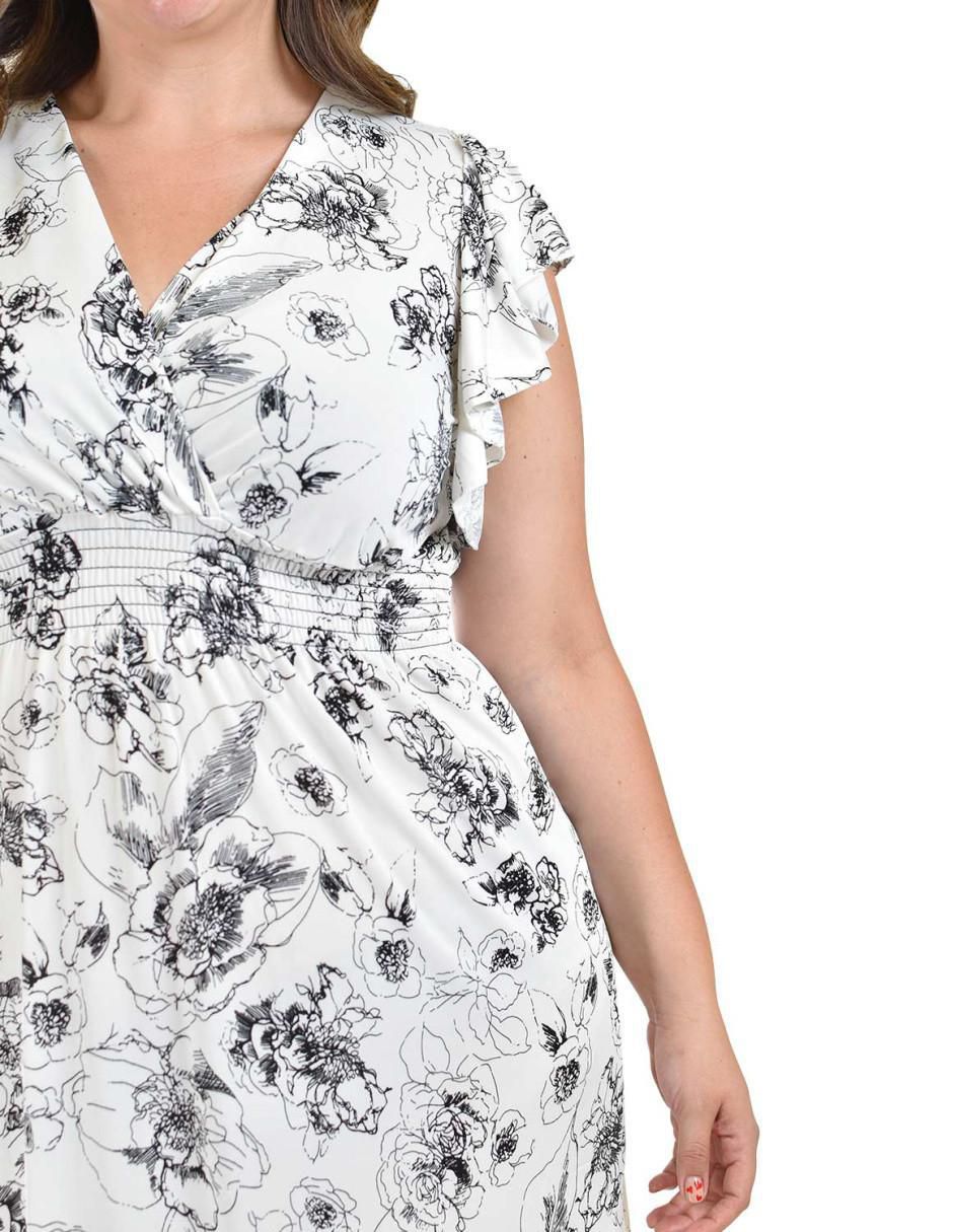 Vestido a la rodilla casual escote v para mujer 4