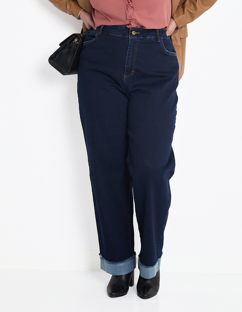 Jeans straight corte cintura para mujer 1
