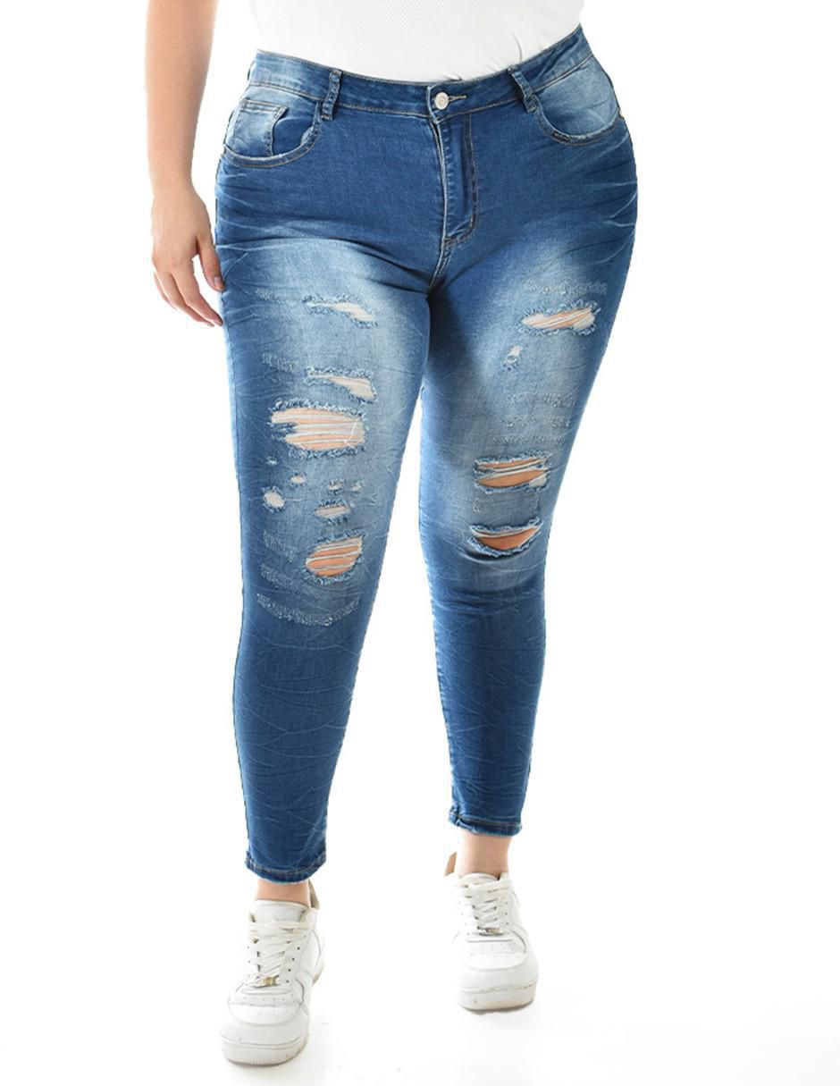 Jeans skinny corte cintura para mujer