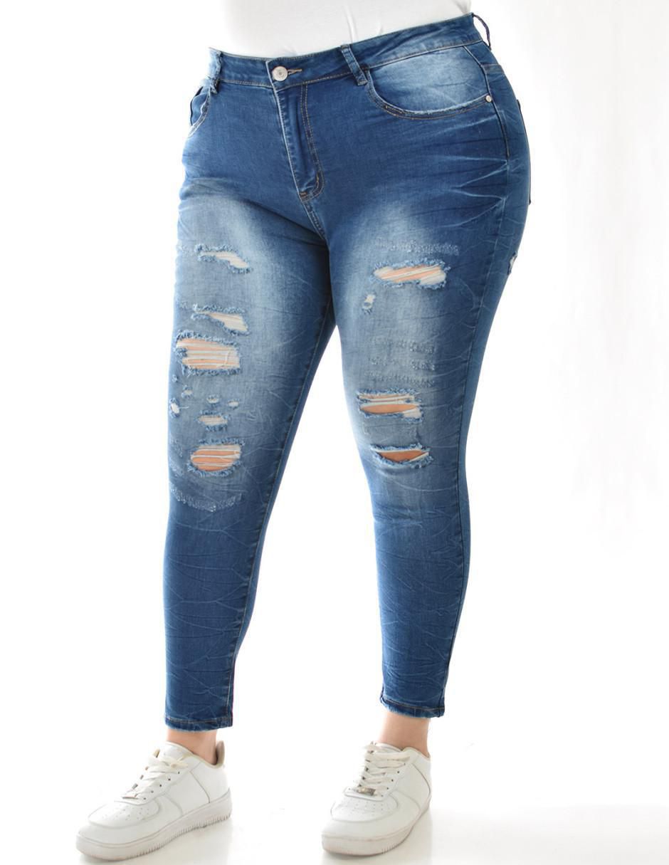 Jeans skinny corte cintura para mujer 7