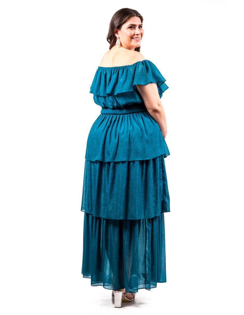 Vestido largo de fiesta escote bardot para mujer 3