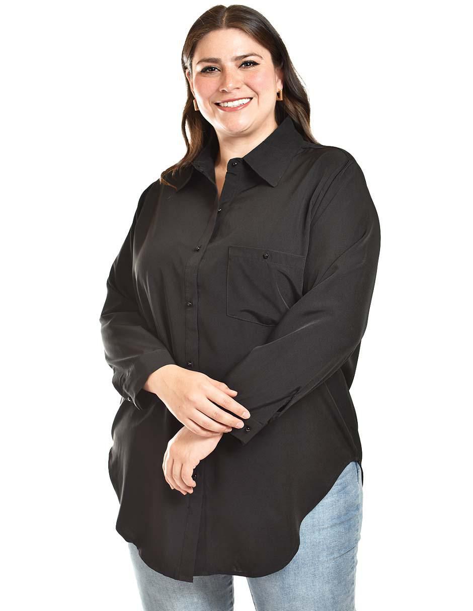 Blusa camisera manga larga para mujer